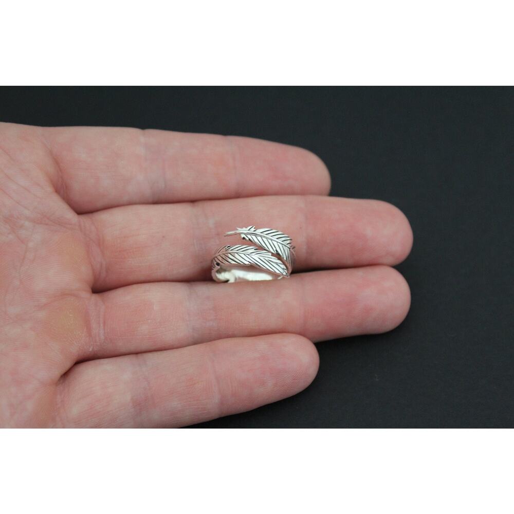 Sterling Silver Adjustable Feather Ring, Sterling… - image 1